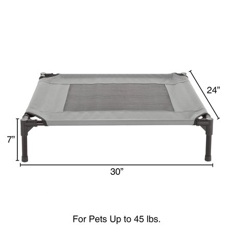 Pet Adobe Elevated Portable Pet Bed Cot-Style 30”x24”x7” for Dogs and Small Pets | Indoor/Outdoor (Gray) 302425FGG